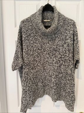 Cozy Gray Marled Turtleneck Short-Sleeve Sweater by Cloth by RD, Size: Large